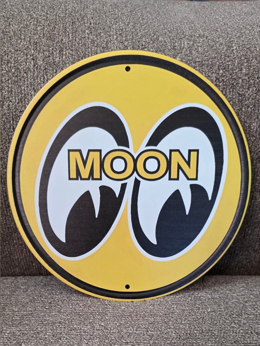 8" Metal MOON Eyes mooneyes Yellow Wall sign Predrilled Holes